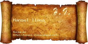 Hansel Ilona névjegykártya